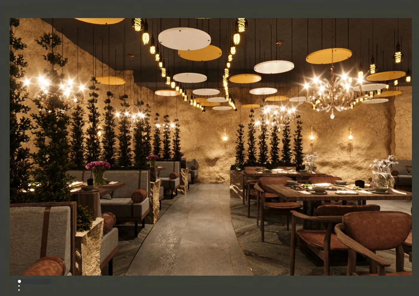 GEORGE Group hospitality restaurant with dining chairs and small tables