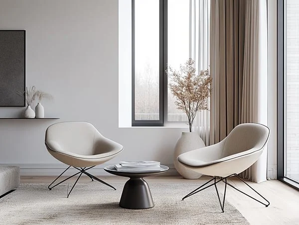 GEORGE Group residential pair of compact chairs with a shared table