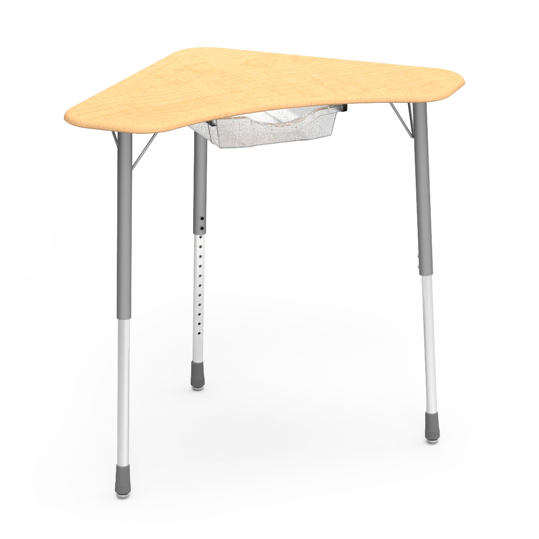 OEM student desk available through GEORGE with a shaped worktop, under-top book box and height-adjustable four-leg frame
