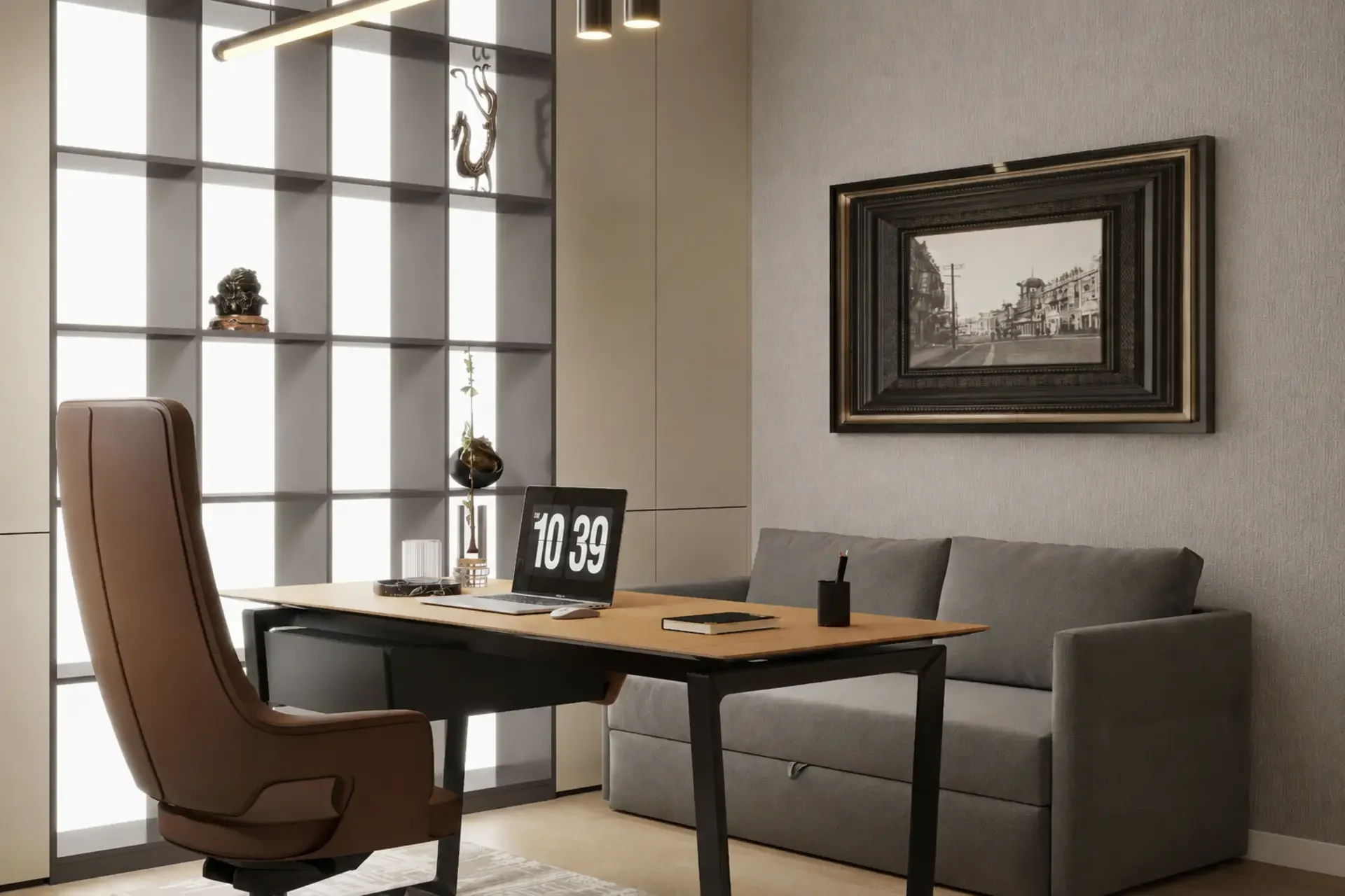 GEORGE Group project image with a desk, work chair, guest seating and shelving