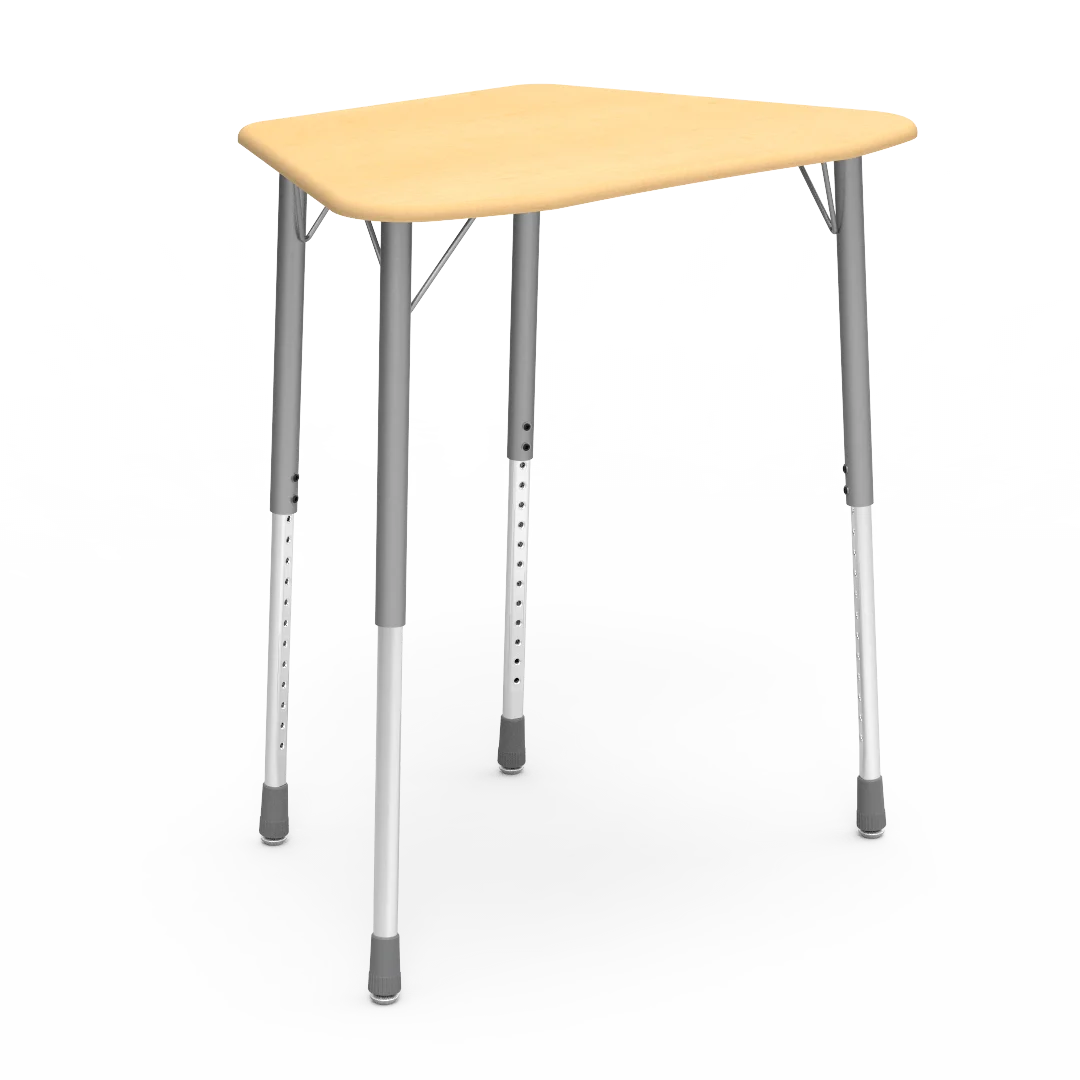 OEM student desk available through GEORGE with a trapezoid worktop and height-adjustable four-leg frame for possible grouped layouts
