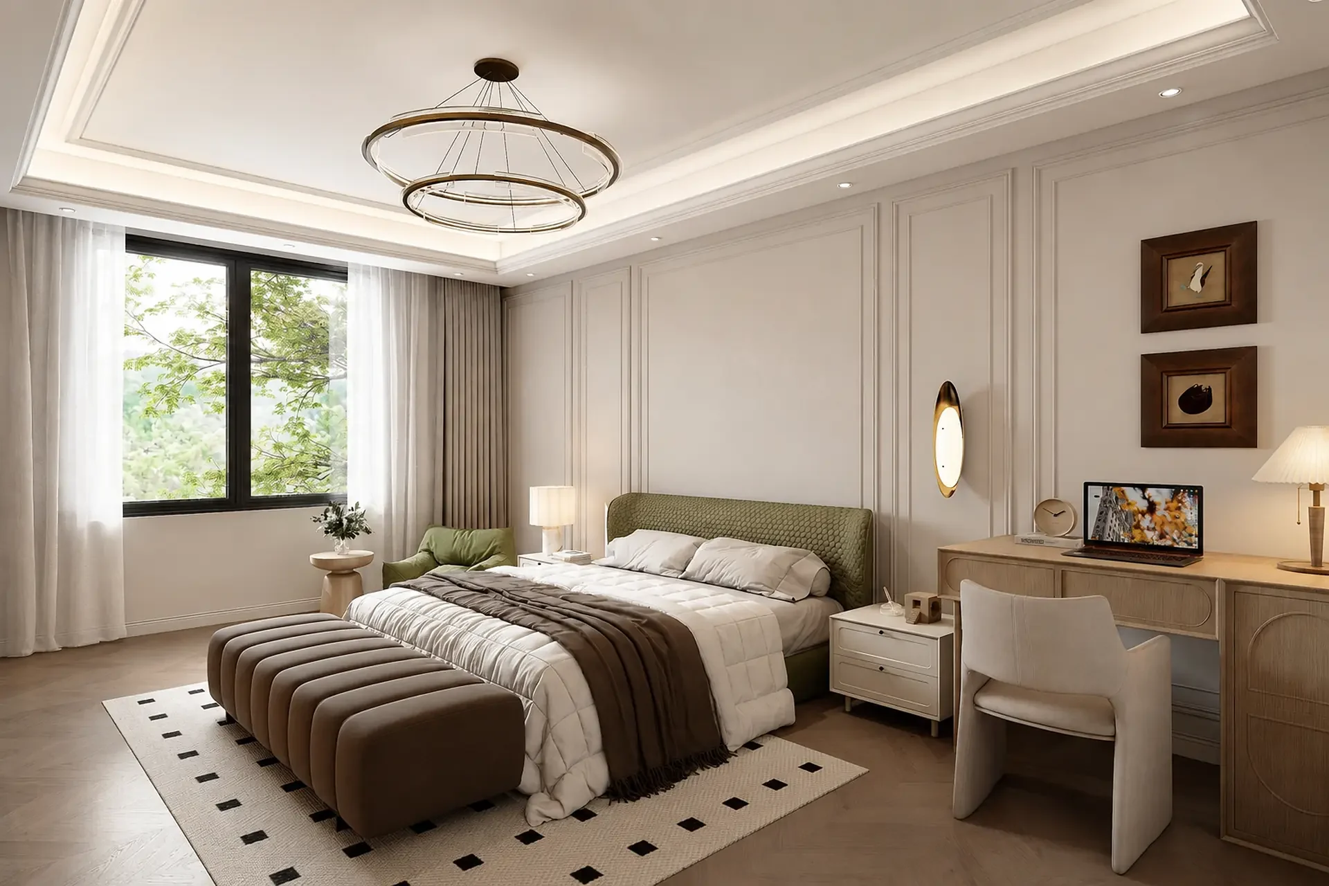 GEORGE Group residential bedroom desk or dressing zone with drawer storage and chair