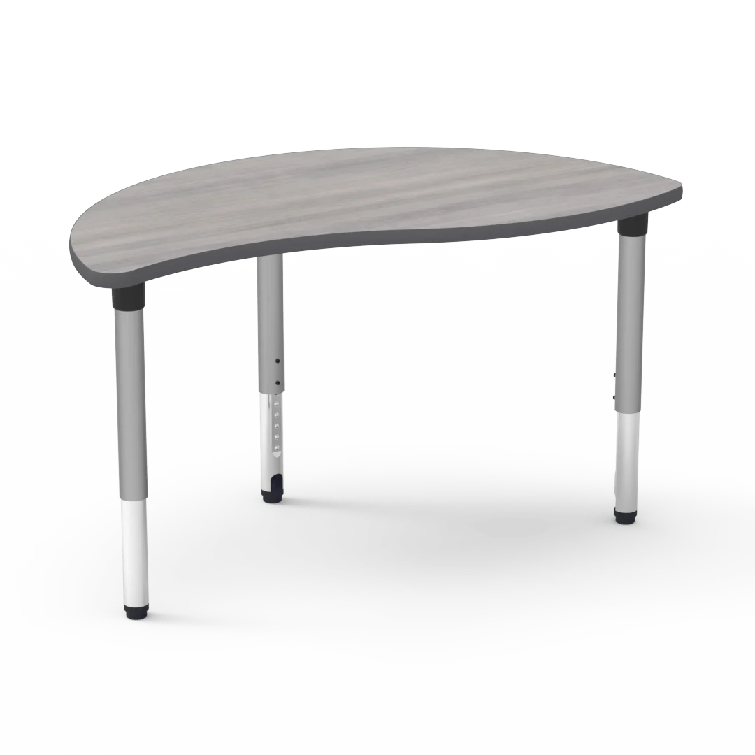 OEM curved classroom activity table available through GEORGE with a shaped worktop and height-adjustable four-leg frame